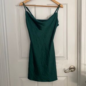 Cowl neck satin mini dress